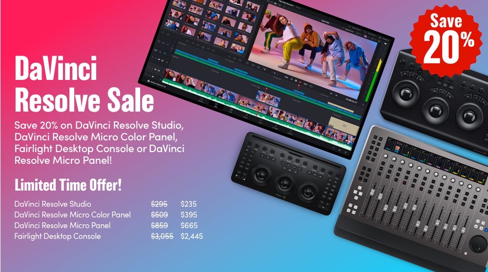 DaVinci Resolve Studio is 20% off in Blackmagic Design's limited time sale 3